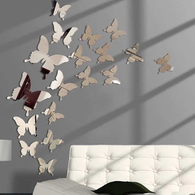 12pcs 3D Butterfly Mirror Wall Stickers