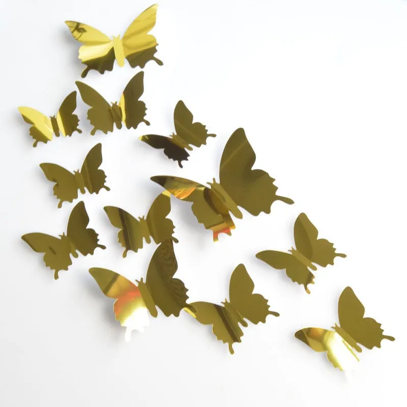 12pcs 3D Butterfly Mirror Wall Stickers