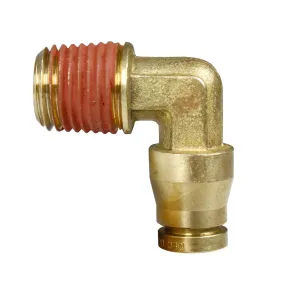 1/4 x 1/4 Push-In x Male NPTF Fixed Elbow Solid Brass Quick Connect Fitting