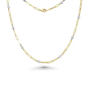 Alternate Bezel Diamond Paper Clip Necklace (0.96 ct.) in 14K Gold