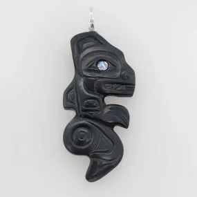 Argillite Transforming Killer Whale Pendant