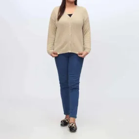 Beige Mid Length Cardigan PW3902