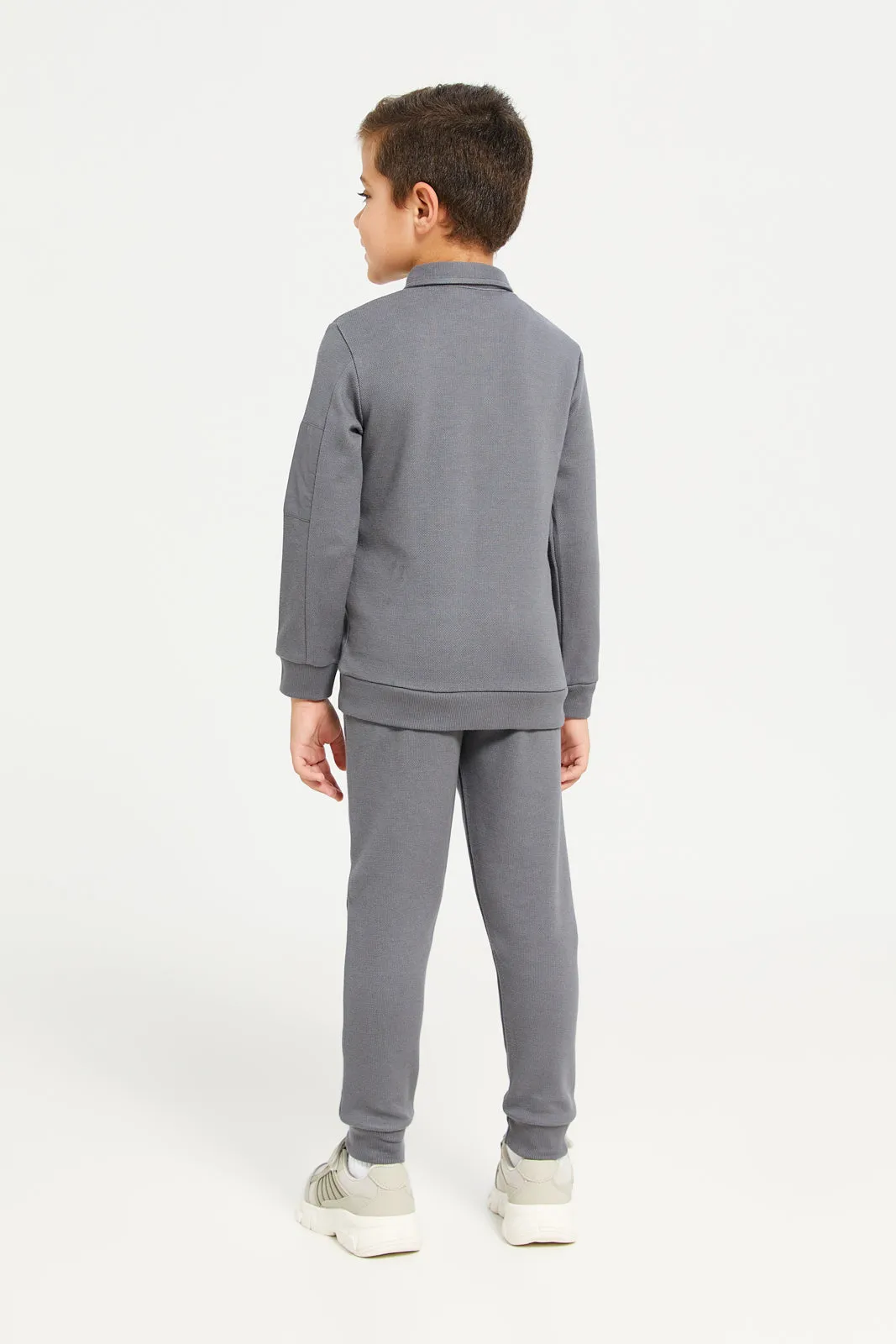 Boys Charcoal Collared Top Set (2 Piece)