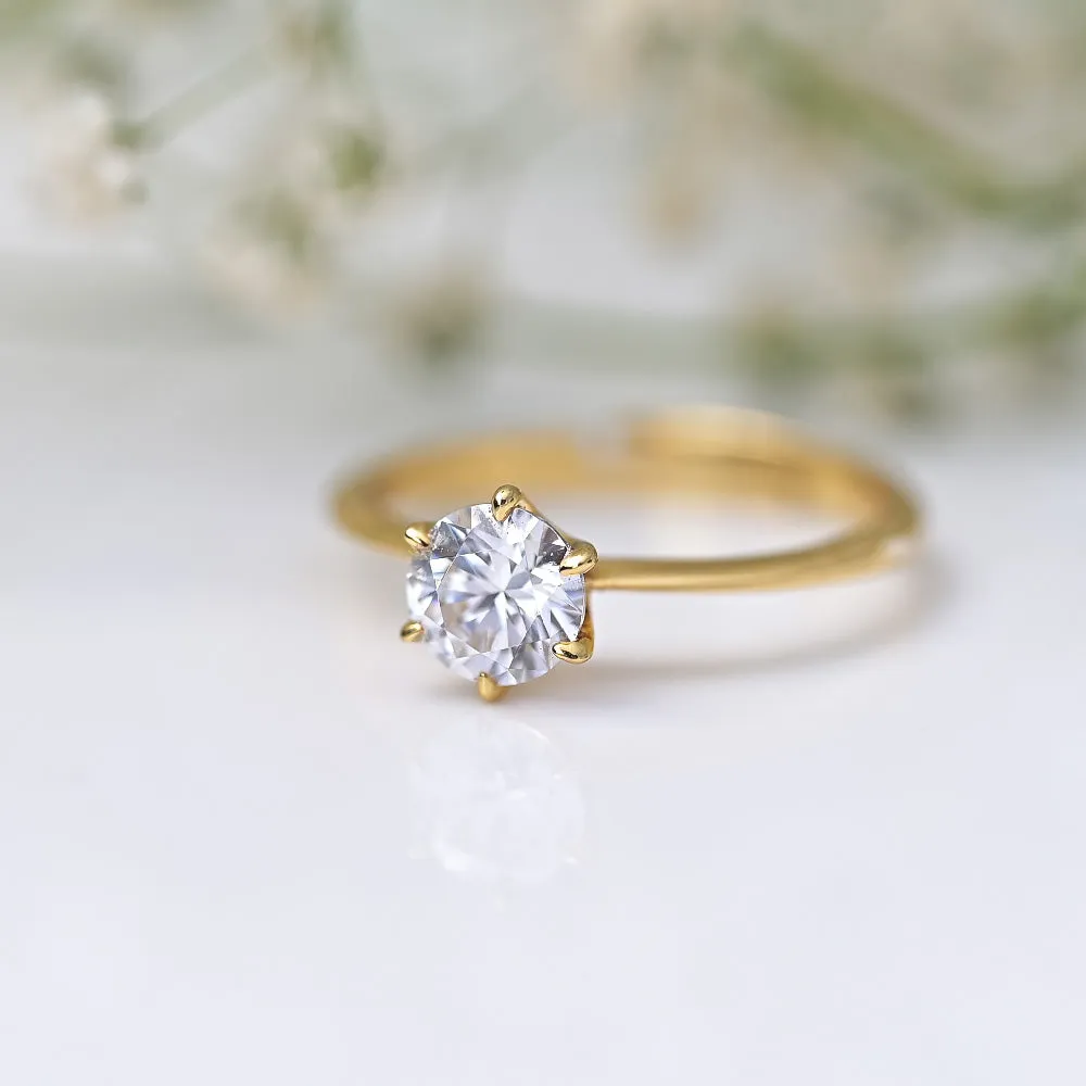 Celestial Solitaire Diamond Ring | 18K Gold Vermeil