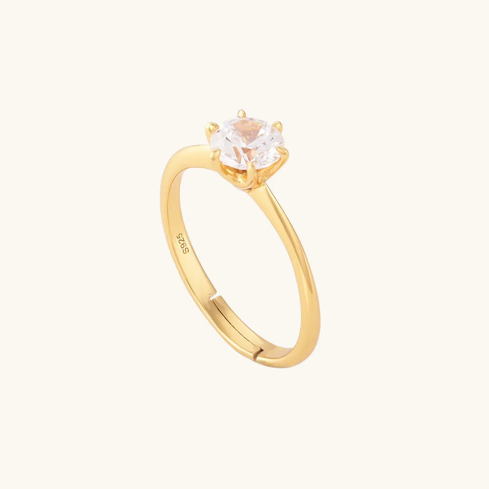 Celestial Solitaire Diamond Ring | 18K Gold Vermeil