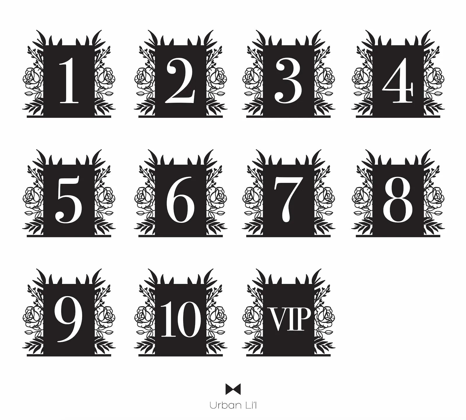 Floral Wedding Table Number Signage