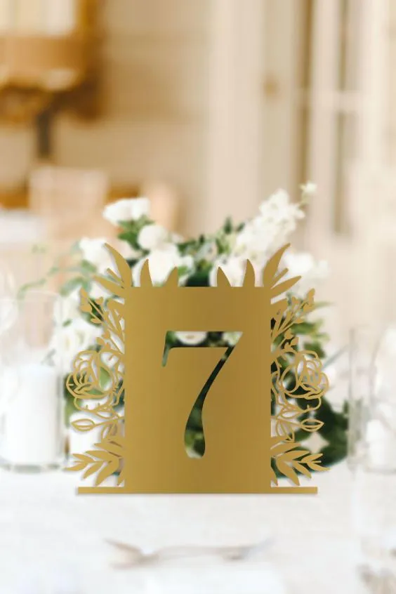 Floral Wedding Table Number Signage