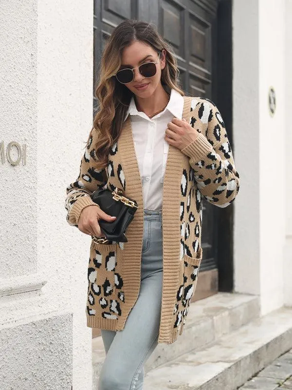 Leopard Jacquard Cardigan Sweater