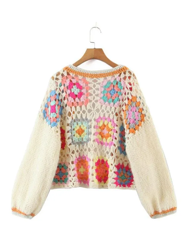 Loose Crochet  Women Cardigan Sweater