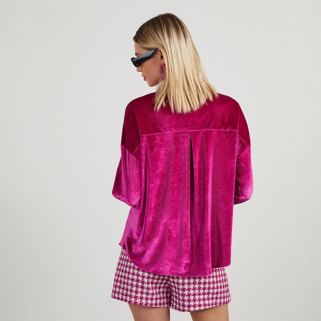 Magical Wonder Velvet Button Down Top