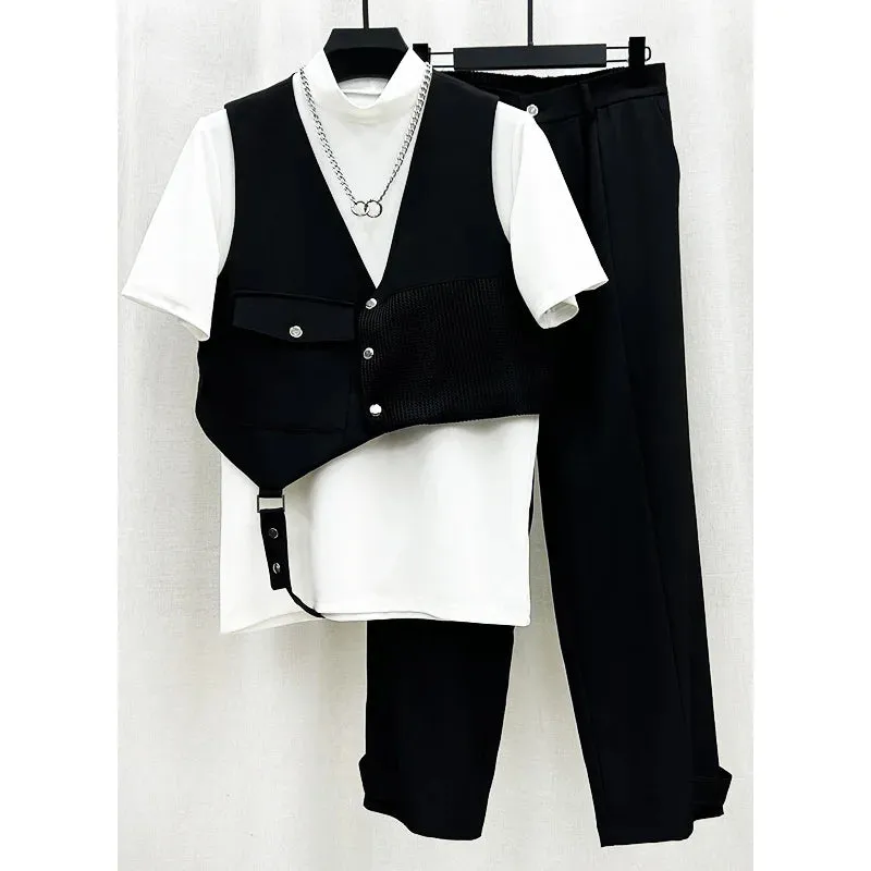 Men's Vest & High Waist Pants 2-Piece Set