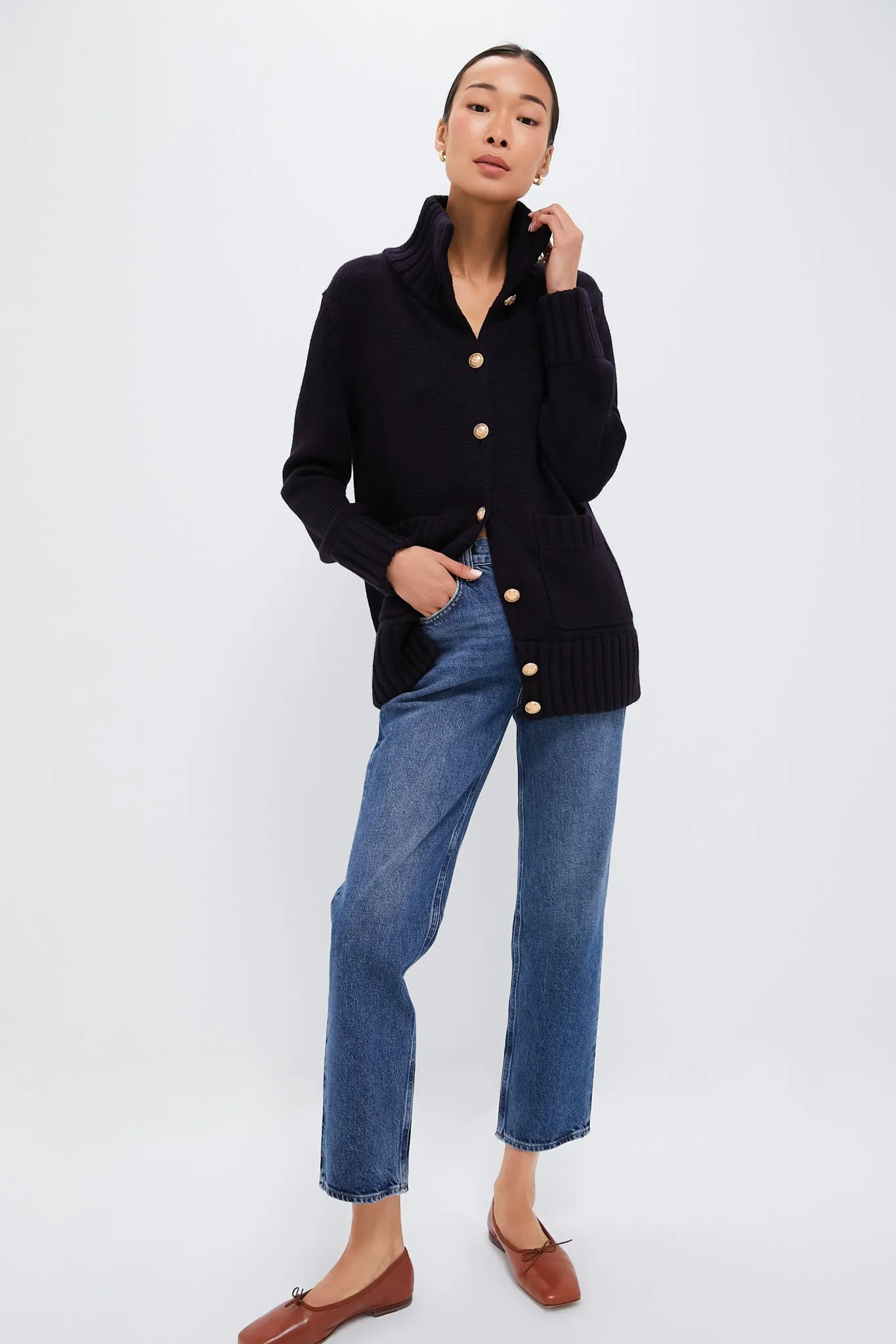 Navy Wool Blend Hudson Cardigan