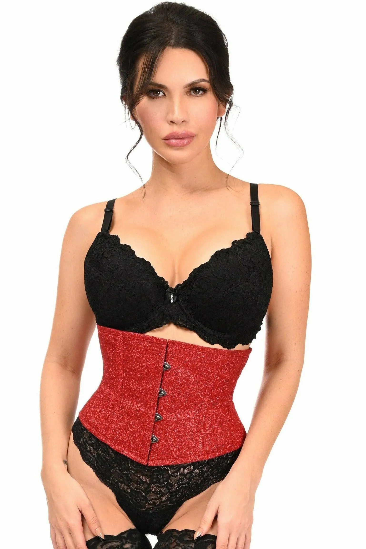 Top Drawer Cherry Bomb Glitter Steel Boned Mini Cincher