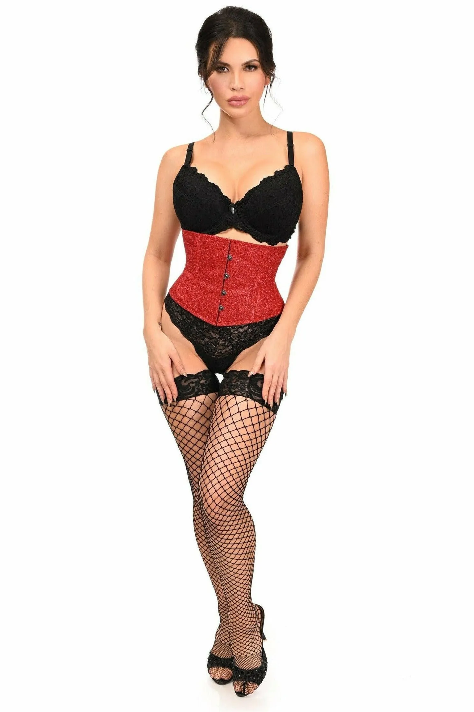 Top Drawer Cherry Bomb Glitter Steel Boned Mini Cincher