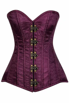 Top Drawer Plum Brocade Steel Boned Corset w/Clasp Closure