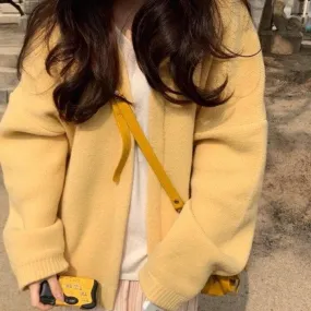 Yellow Knitted Cardigan